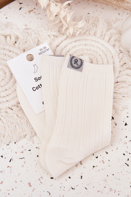 Cotton Socks Striped Women Ecru