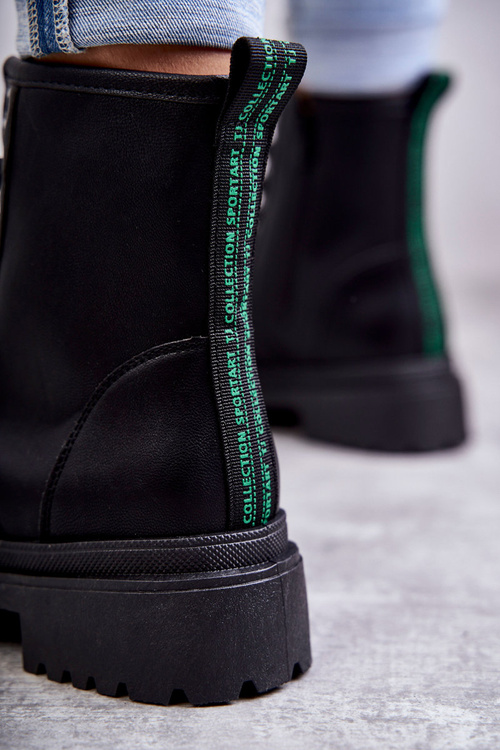 Women's Leather Boots Workers Light Black Denila