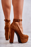 Suede Pumps On The Platform Camel Rivia