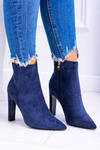 Navy Blue Suede Stiletto Boots Medea