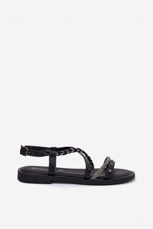 Flat Sandals With Decorative Straps Vinceza 17379 Black