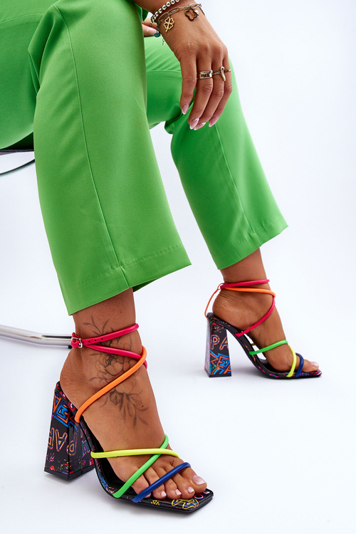 Sandały Modne Obcas Multikolor Josette