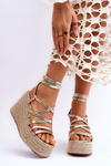 Leather Wedge Sandals Gold Margaritt