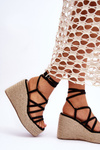 Leather Wedge Sandals Black Margaritt