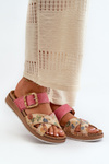 Comfortable Women's Flip Flops with Buckle in Flowers Inblu GS000051 Pink