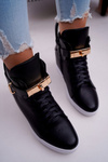 Women's Sneakers On Anchor Gold Padlock Black Tersey