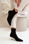 Women's Stiletto Boots Eco Suede With Pointed Toes Black Irithare