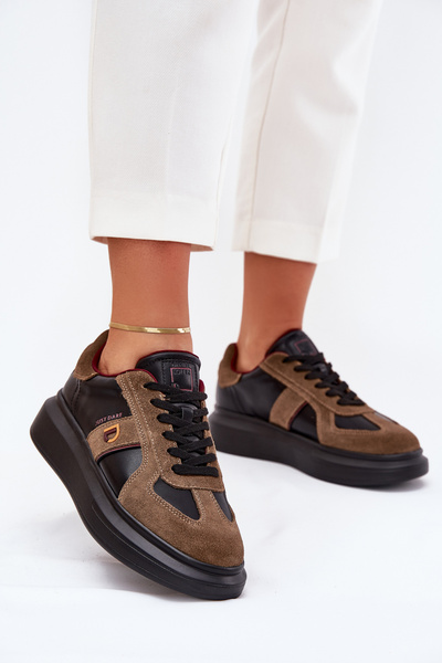 Skórzane Damskie Sneakersy Na Platformie Daniel Lopez Just Dare SS2D4001 Czarne