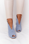 Suede Boots On A Post With A Cut-out Exquisite 1243 Blue