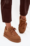 Damskie Sneakersy Ocieplane Futerkiem Camel Cyrissa
