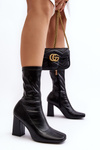 Women's ankle boots with square toe and stiletto heel black Glavina