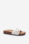 Women's Cork Platform Sandals with Buckle White Moaxi