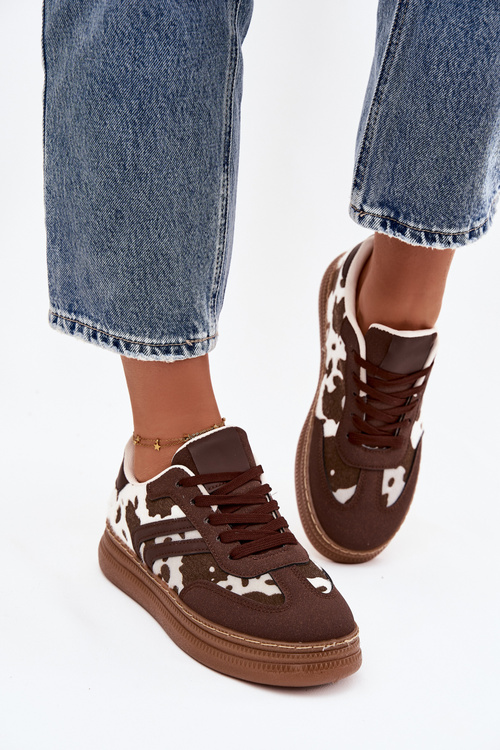 Women's Sneakers On Platform With Patches Brown Denissa