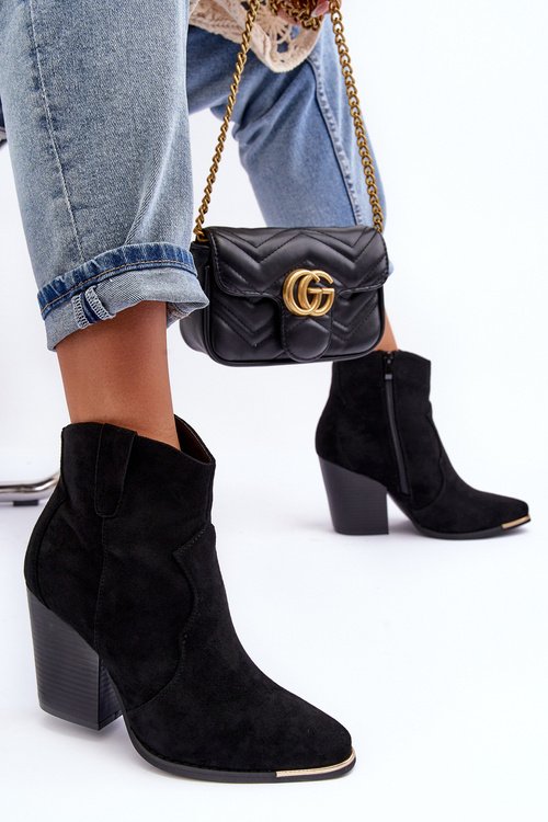 Suede Cowboy Boots On Heel Black Lotoune