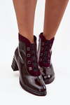 Patent Leather Women's Ankle Boots Made of Genuine Leather On Heel D&A CR52-696 Burgundy