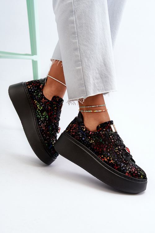 Leather Platform Sneakers by Maciejka 6191S-01 Black