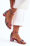 Patterned Heels Satin Sandals Mix Pink Inspire Me!