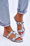 Women's Slippers With Large Studs Blue Mercure