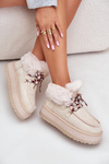 Low women's snow boots on a platform with fur light beige Neathren