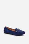 Shiny Women's Moccasins with Chain Navy Aredilla