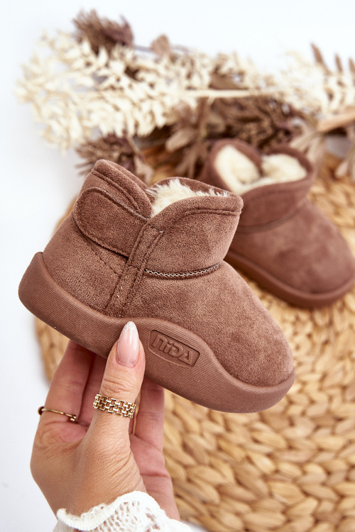 Children's insulated snow boots with fur lining in brown Benigna
