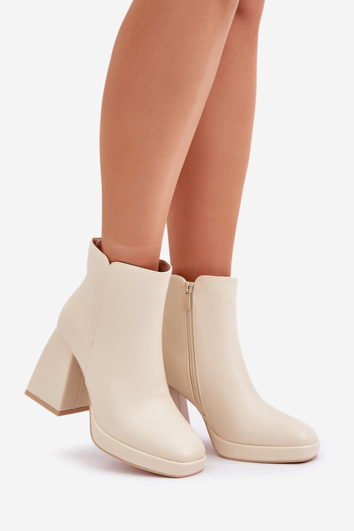 Heels On High Block Eco Leather Light Beige Selarae