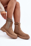 Leather Ankle Boots with Massive Sole Beige Ozaro