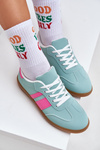 Sneakersy Damskie Niskie Eko Skóra Miętowe Nonalorin