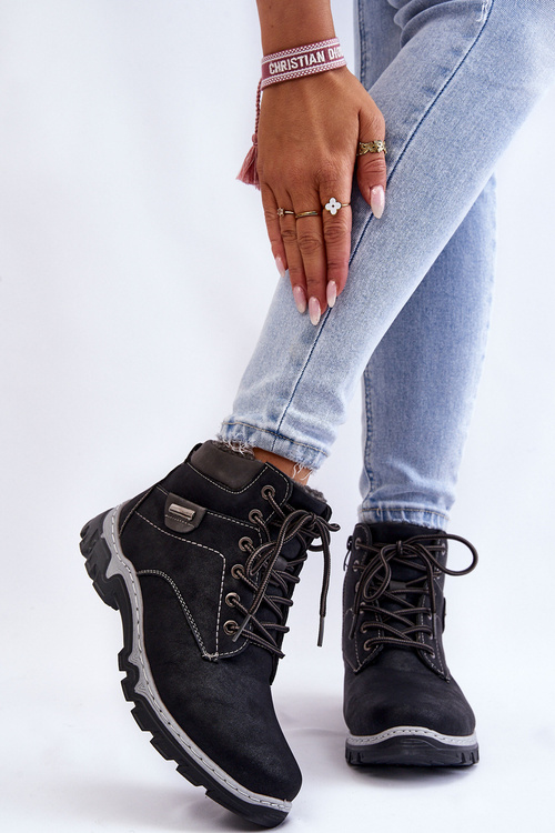Women's Trapper Boots Warm Zipper Black Jake