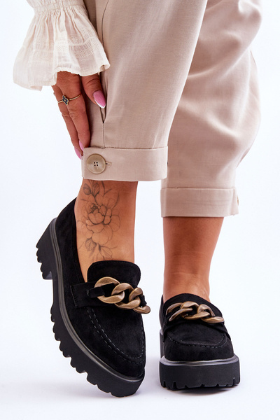 Suede Women's Moccasins S.Barski HX52-222 Black