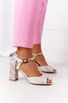 Leather Sandals On A Block Heel Maciejka 04956-25 Golden