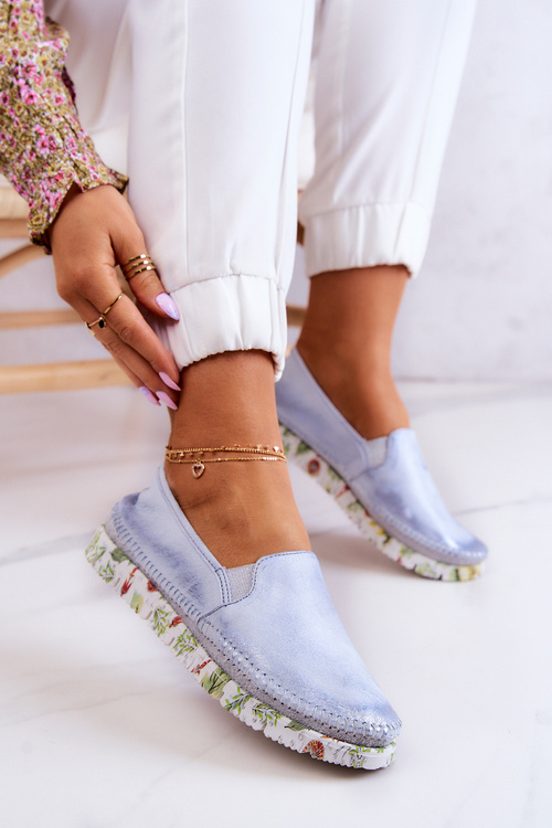 Półbuty Damskie Wsuwane Skórzane Jasnoniebieskie Maciejka 03512-40