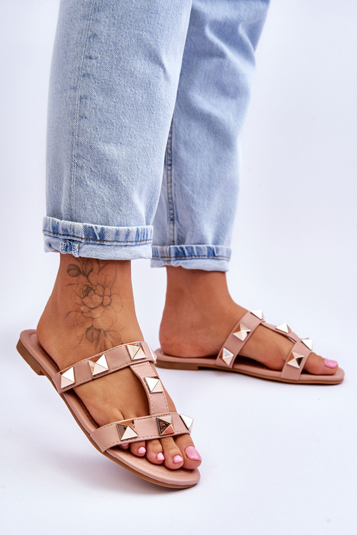 Klapki Damskie Duże Ćwieki Nude Mercure