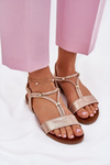 Women's Flat Sandals With Straps S.Barski KV51-120 Rose Gold