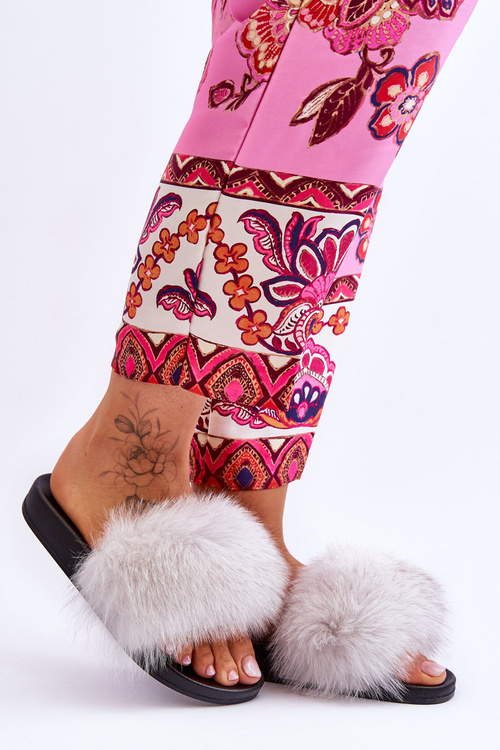 Slippers With Natural Fur White Naturis