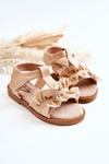 Children's Sandals With Velcro Beige Lussia