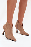 Low Women's Ankle Boots On Heel Eco Suede Beige Jolivra