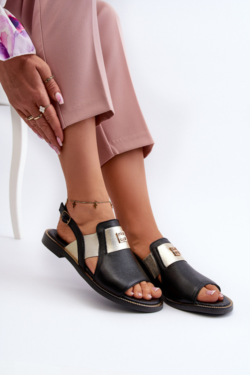 Sandały Damskie Skóra Naturalna Czarne Zazoo 40385