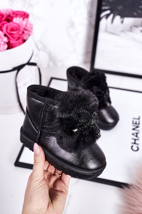 Children's Snow Boots Insulated With Fur Black Aurora