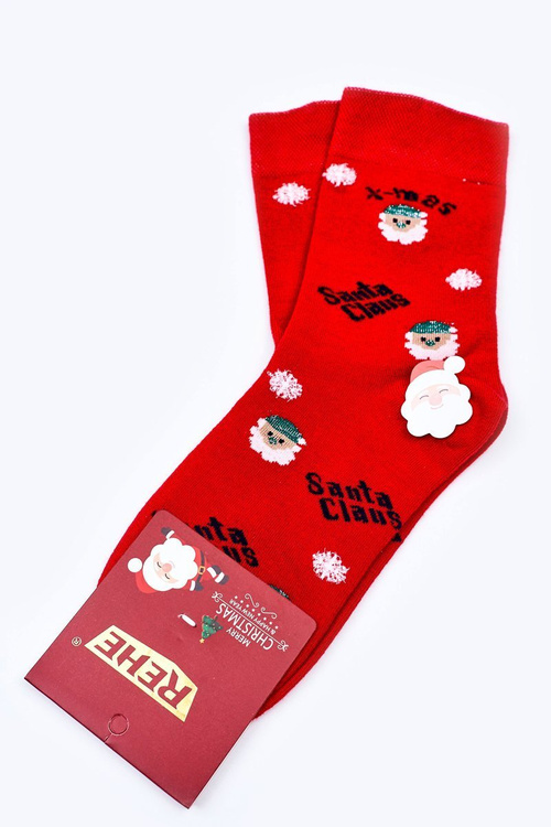 Christmas Cotton Socks SANTA CLAUS Red