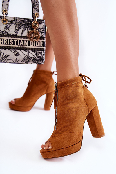 Suede zip-up boots Camel Donnita
