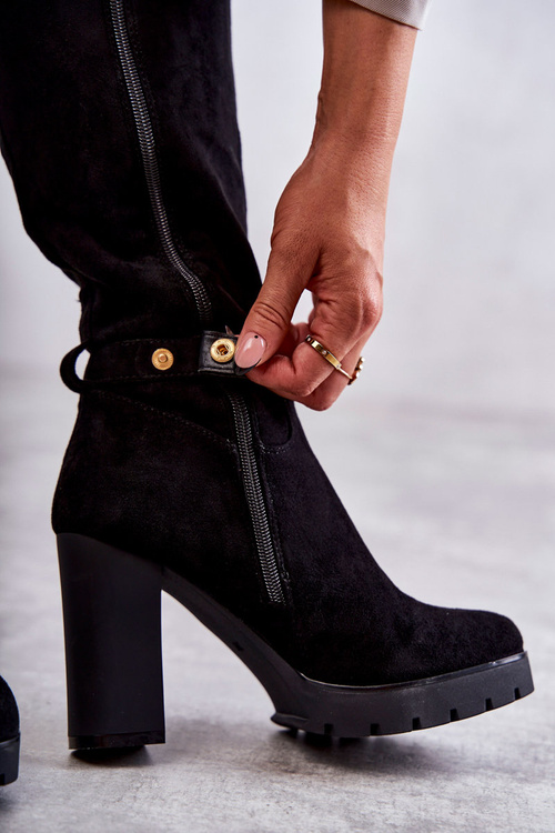Suede Boots With Detachable Chain Black Jackson