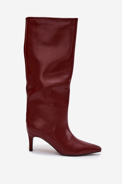 Women's Slip-On Insulated Boots on Heel Bordeaux Olive