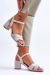 Leather Low Heel Sandals Sergio Leone SK898 Gray 