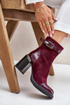 Women's Insulated Heeled Boots With Decorative Buckle MR880-085 Bordeaux D&A