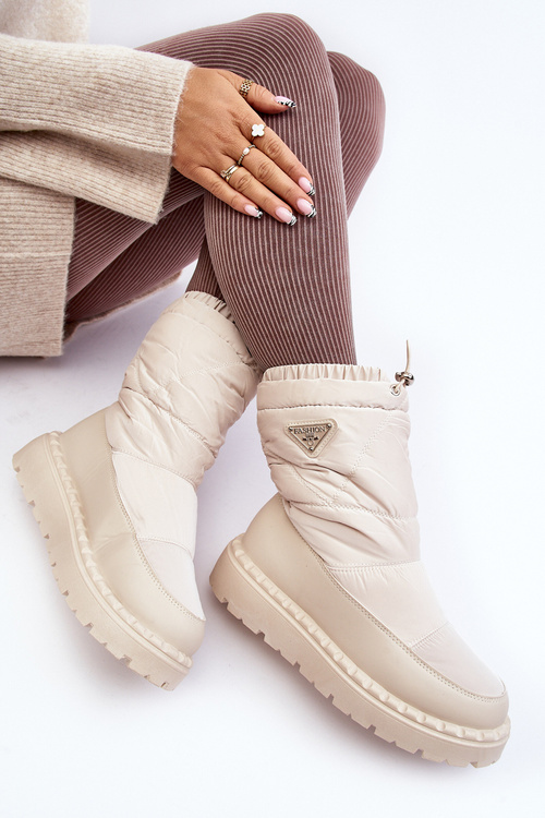 Women's snow boots with thick sole in light beige Lureta