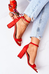 Suede High Heel Sandals Red Florence