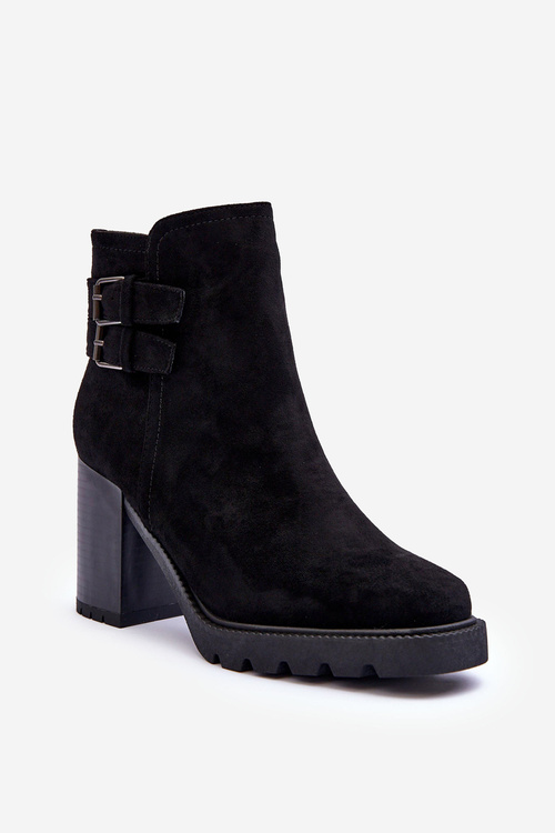 Suede Heeled Boots Black Makeline 