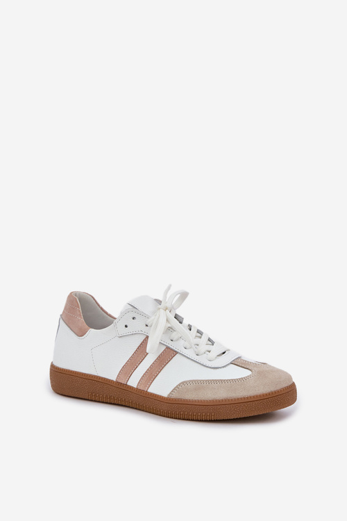 Zazoo N1068 Leather Low Sneakers Women Beige