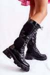 Insulated High Boots With Purses Black Military
